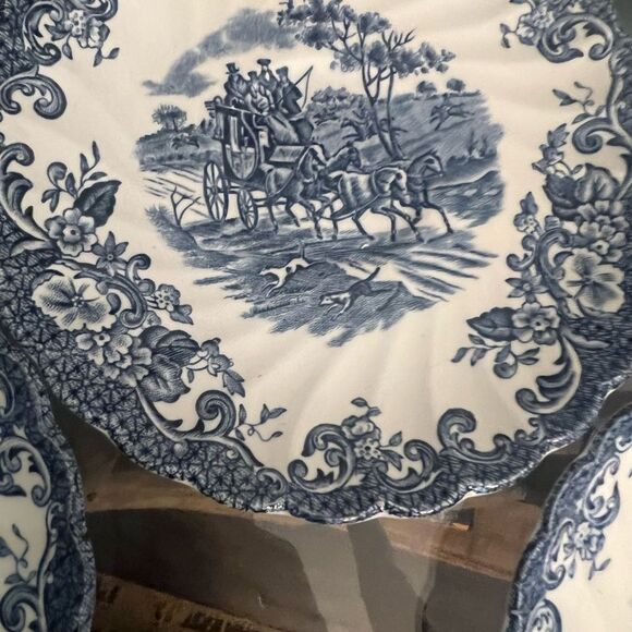 Johnson Bros Ironstone Hunting Country blue and White Small Plates set of 3 - Picture 4 of 6